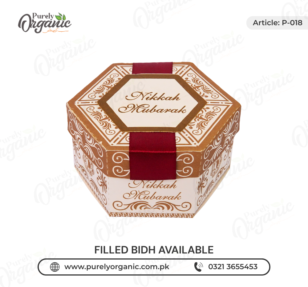 premium nikah favor box with tag and ribbon - purely organic