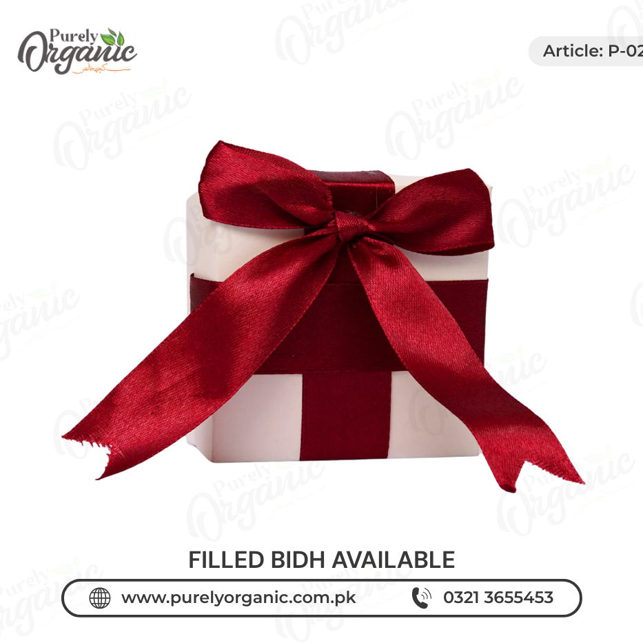 square bid box for nikkah with red ribbon front view – purely organic square bid box for nikkah with red ribbon front view - purely organic