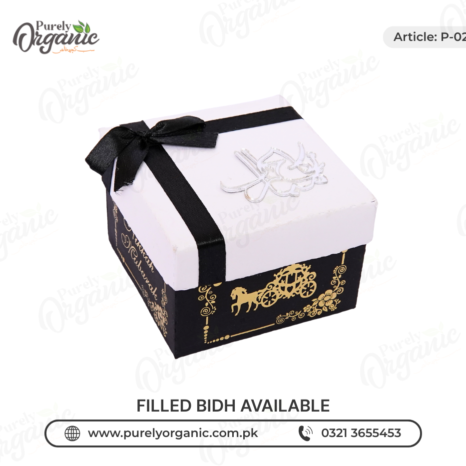 square bid box with black ribbon and nikkah mubarak tag – purely organic square bid box with black ribbon and nikkah mubarak tag - purely organic