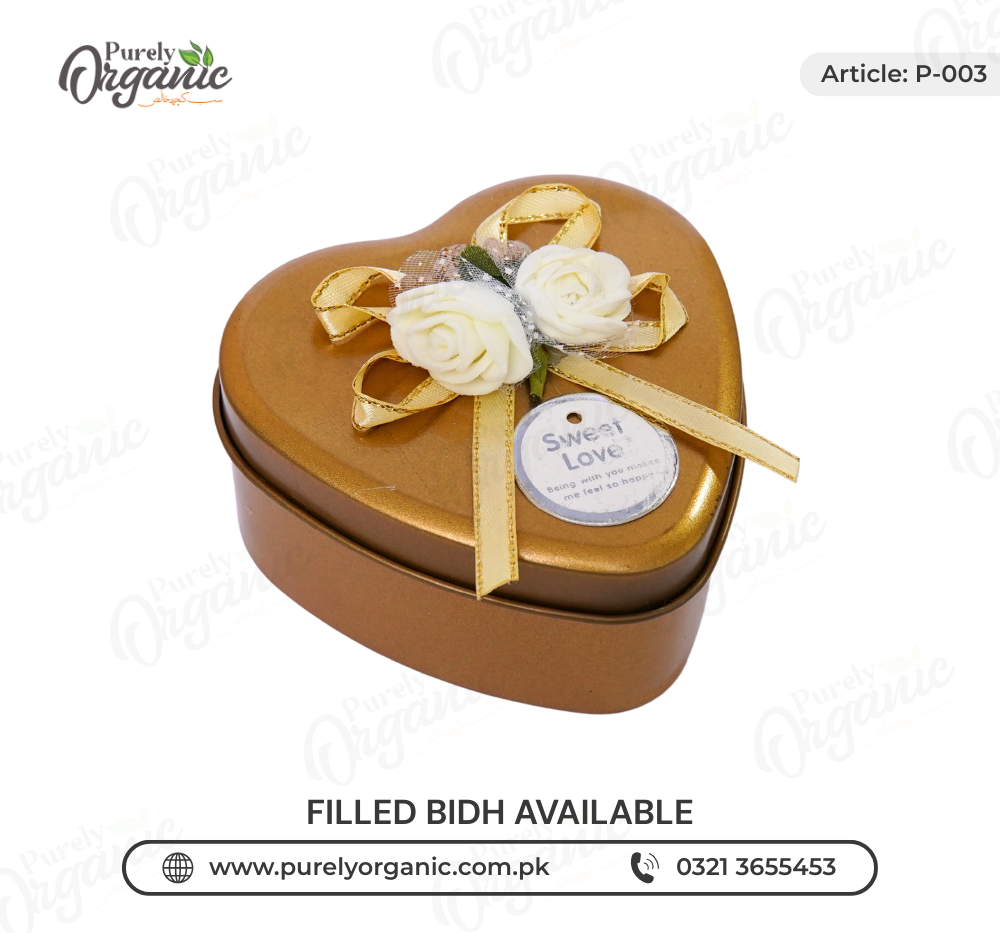 tin metallic heart shape bidh box imported - Purely Organic