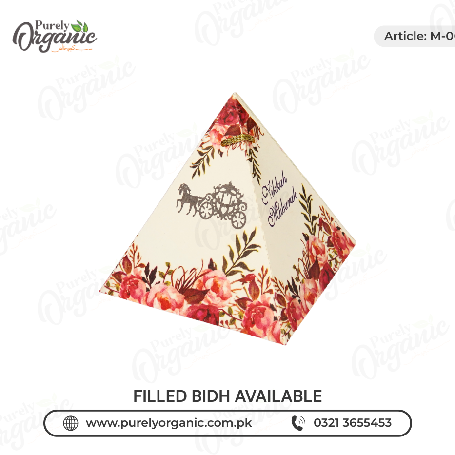 triangle nikah favor box with pattern sideview – purely organic triangle nikah favor box with pattern sideview - purely organic